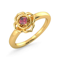 atjewels 14k Yellow Gold Over .925 Sterling Silver Princess Cut Red Garnet Solitaire Ring - atjewels.in