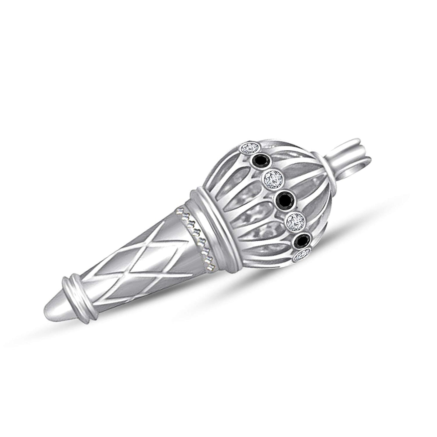 atjewels Bajrangi Bhaijan Style Gadha Pendant White & Black CZ 18k White Gold Finish .925 Silver For Men's MOTHER'S DAY SPECIAL OFFER - atjewels.in