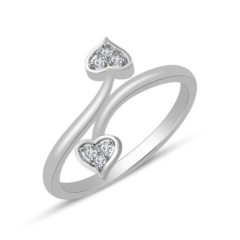 atjewels 14K White Gold Over 925 Silver Round White Cubic Zirconia Bypass Heart Ring MOTHER'S DAY SPECIAL OFFER - atjewels.in