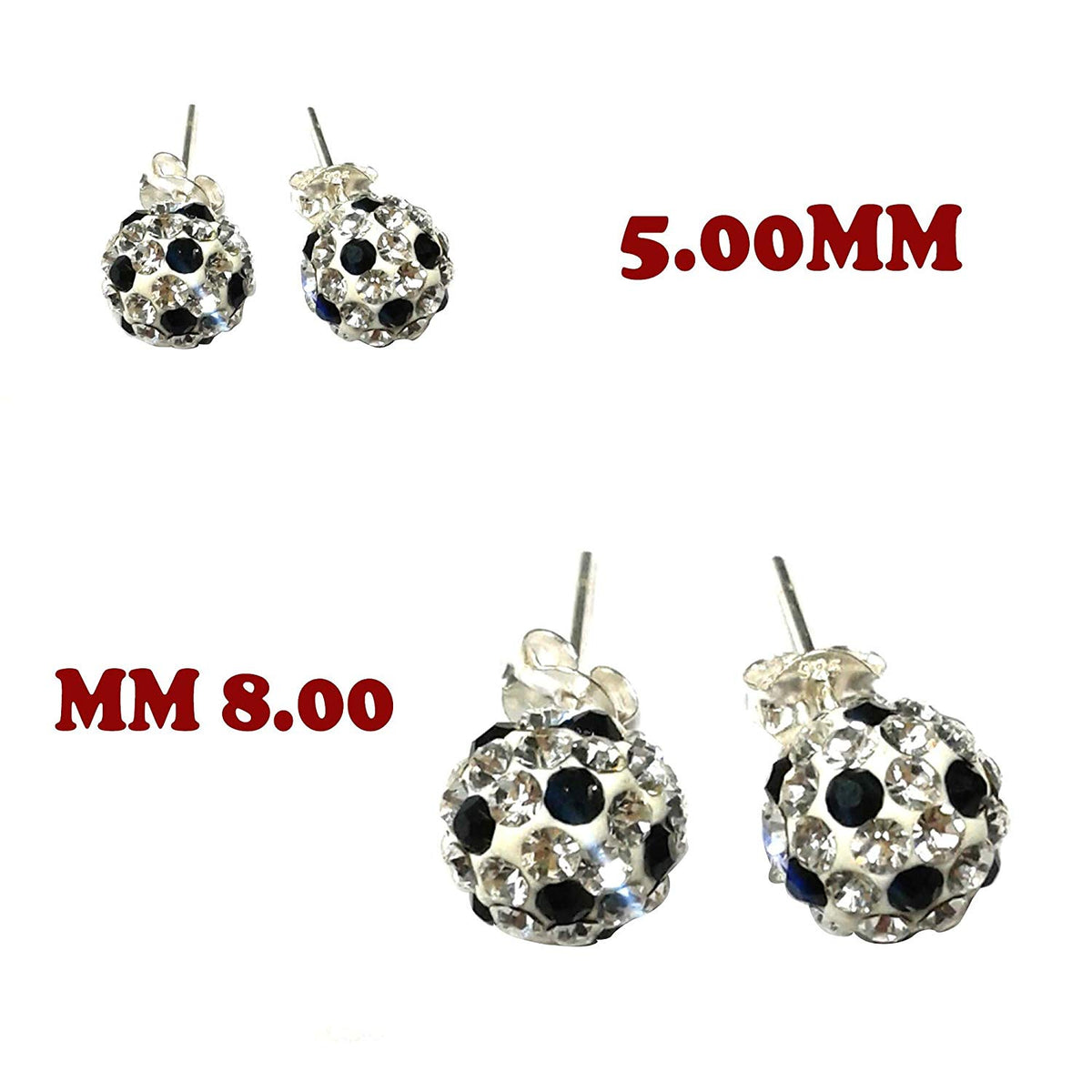 atjewels Round Cut Crystal Sterling Silver Pave Ball Stud Earrings, Crystal Fireball Disco Ball Earrings 1 Pair For Girl's and Women's Fancy Party Wear Earrings - atjewels.in
