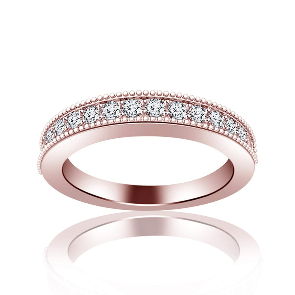 atjewels 18K Rose Gold on 925 Silver Round White Diamond Wedding & Engagement Band Ring MOTHER'S DAY SPECIAL OFFER - atjewels.in