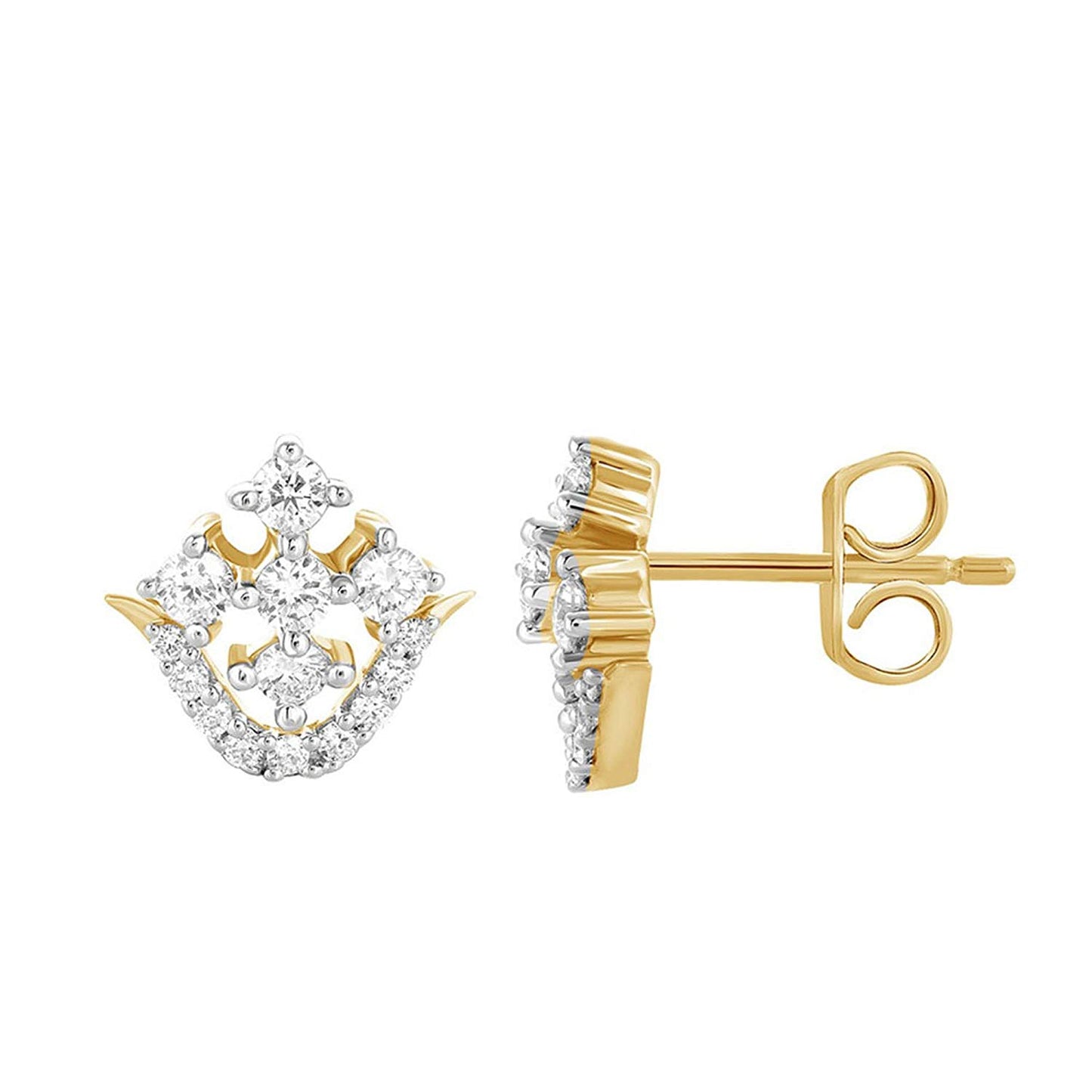 atjewels Engagement Stud Earrings Round White Zirconia in 14K Two tone Gold Over 925 Sterling Silver For Women's MOTHER'S DAY SPECIAL OFFER - atjewels.in