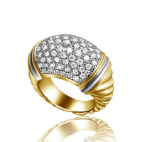 atjewels 18K Two Tone Over .925 Sterling Silver White Diamond Dome Pave Set Ring MOTHER'S DAY SPECIAL OFFER - atjewels.in