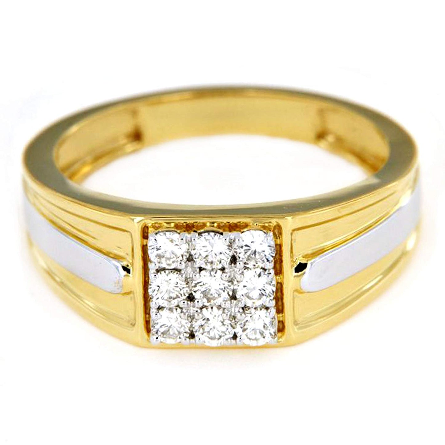 atjewels Men's Anniversary Band Ring For Free Shipping in 18K White & Yellow Gold Over .925 Sterling Silver MOTHER'S DAY SPECIAL OFFER - atjewels.in