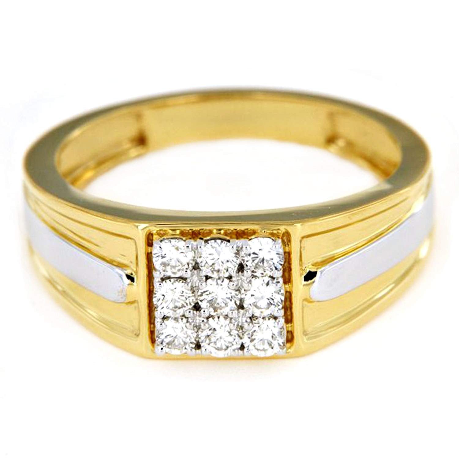 atjewels Men's Anniversary Band Ring For Free Shipping in 18K White & Yellow Gold Over .925 Sterling Silver MOTHER'S DAY SPECIAL OFFER - atjewels.in