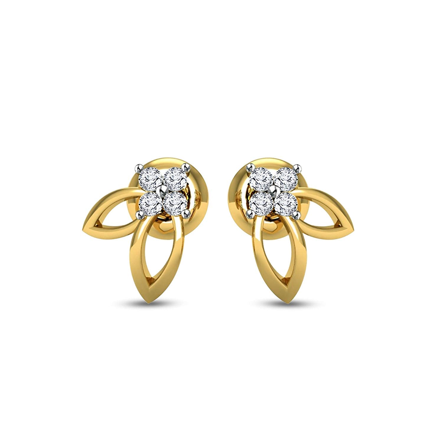 atjewels 18K Yellow Gold Over 925 Sterling Round Cut White CZ Wedding Screw Back Stud Earrings MOTHER'S DAY SPECIAL OFFER - atjewels.in