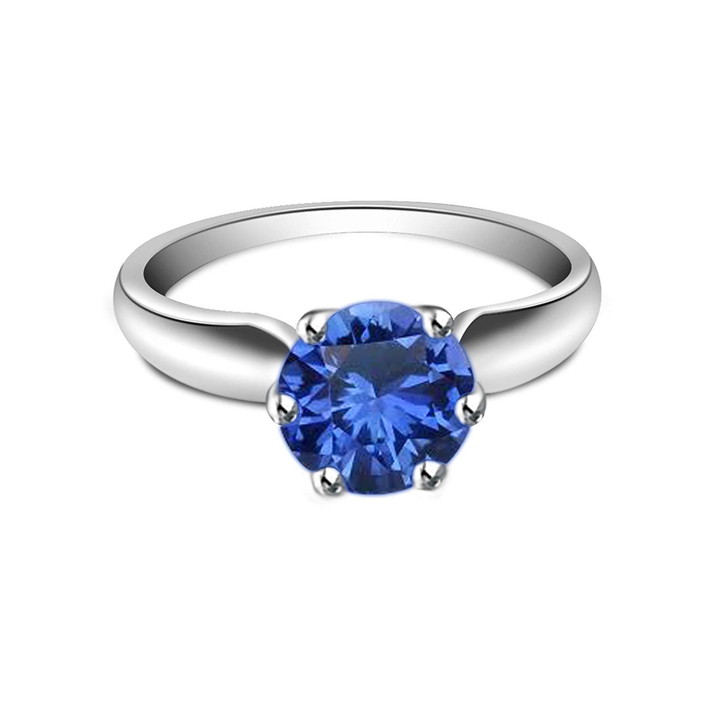 atjewels Round Cut Multi-Color Gemstone .925 Sterling Silver Solitaire Engagement Ring For Women's and Girl's For Diwali Special - atjewels.in