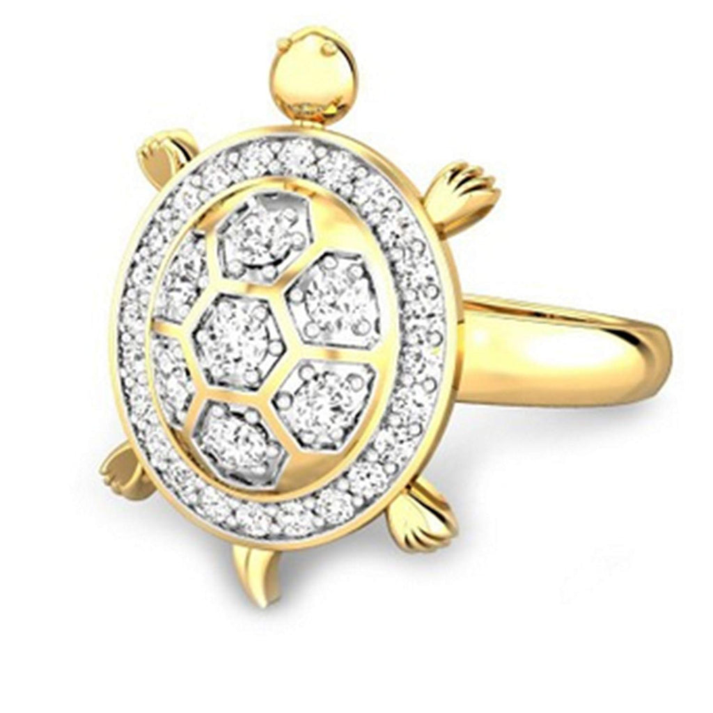 atjewels Round Cut White Cubic Zirconia 14k Yellow Gold Over Sterling Silver Tortoise Ring For Unisex - atjewels.in