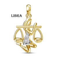 atjewels 18K Yellow Gold Over .925 Sterling Silver Round Cut White Cubic Zirconia Libra Zodiac Pendant MOTHER'S DAY SPECIAL OFFER - atjewels.in