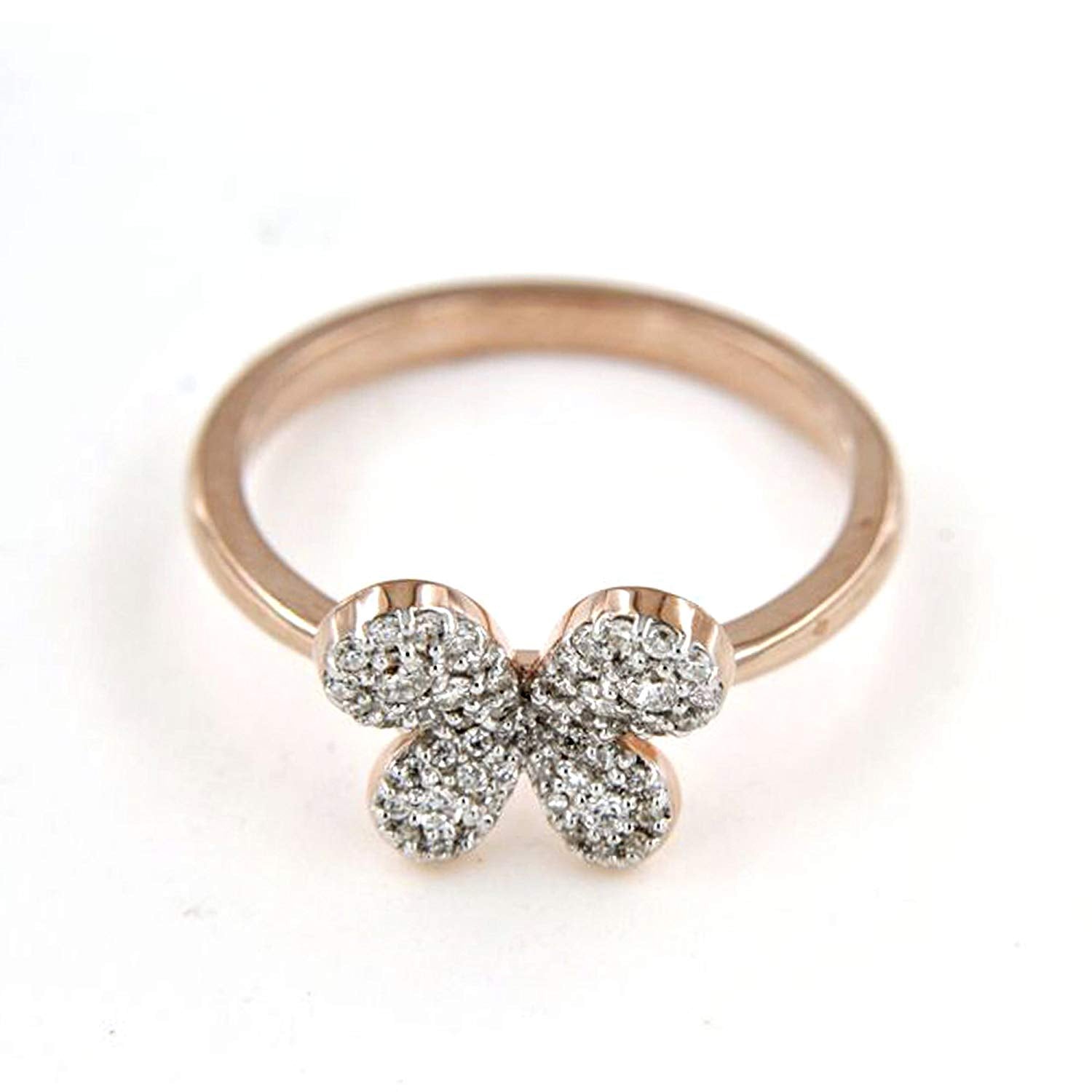 atjewels 18K Rose Gold on .925 Sterling Silver Round Cut Cubic Zircon Butterfly Ring for Women's MOTHER'S DAY SPECIAL OFFER - atjewels.in