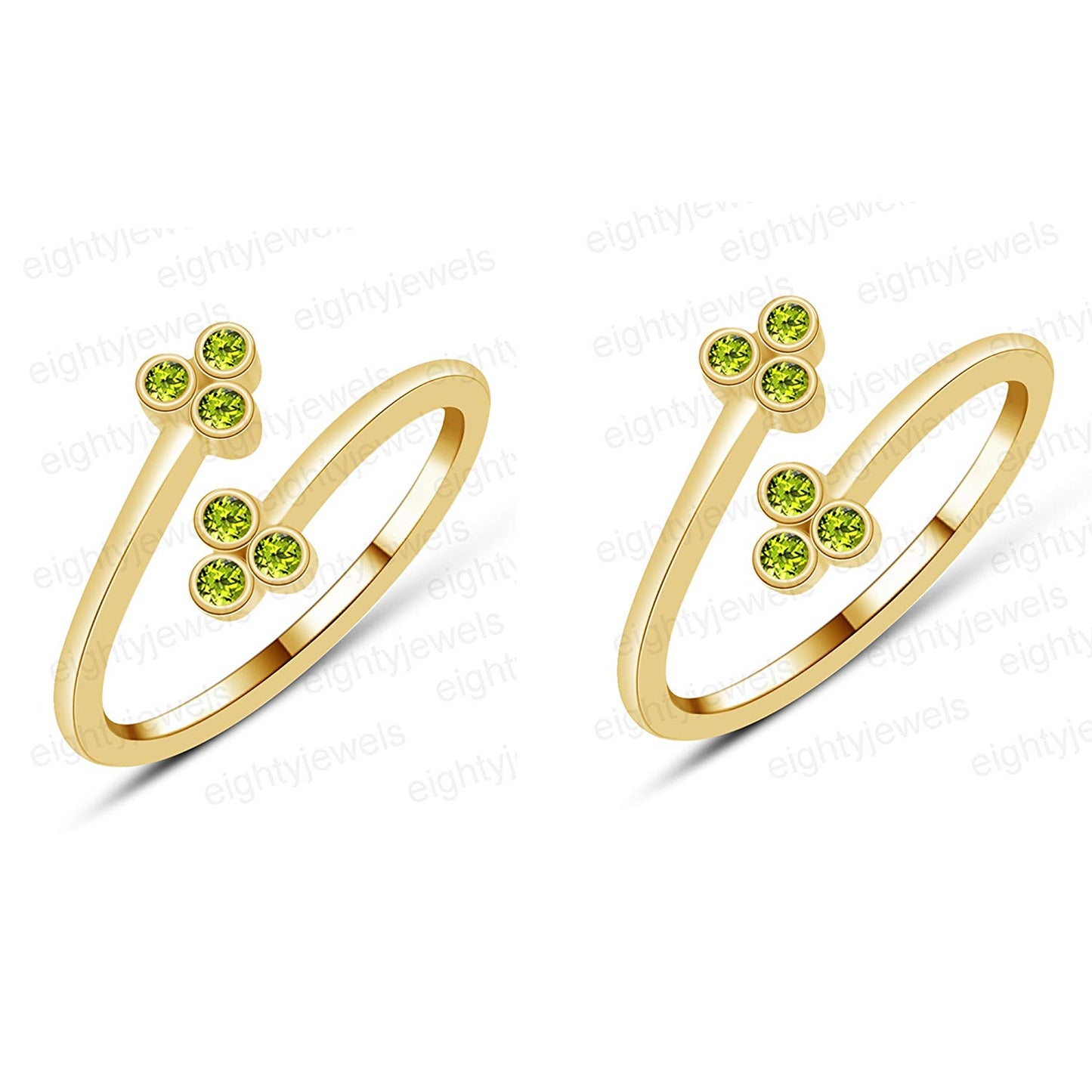 atjewels Bypass Adjustable ToeRing in 14K Yellow Gold Plated On Sterling Silver Gemstone Variation For Women's - atjewels.in