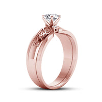 atjewels Round White Zirconia with 14K Rose Gold Over .925 Sterling Silver Engagement Bridal Ring Set MOTHER'S DAY SPECIAL OFFER - atjewels.in