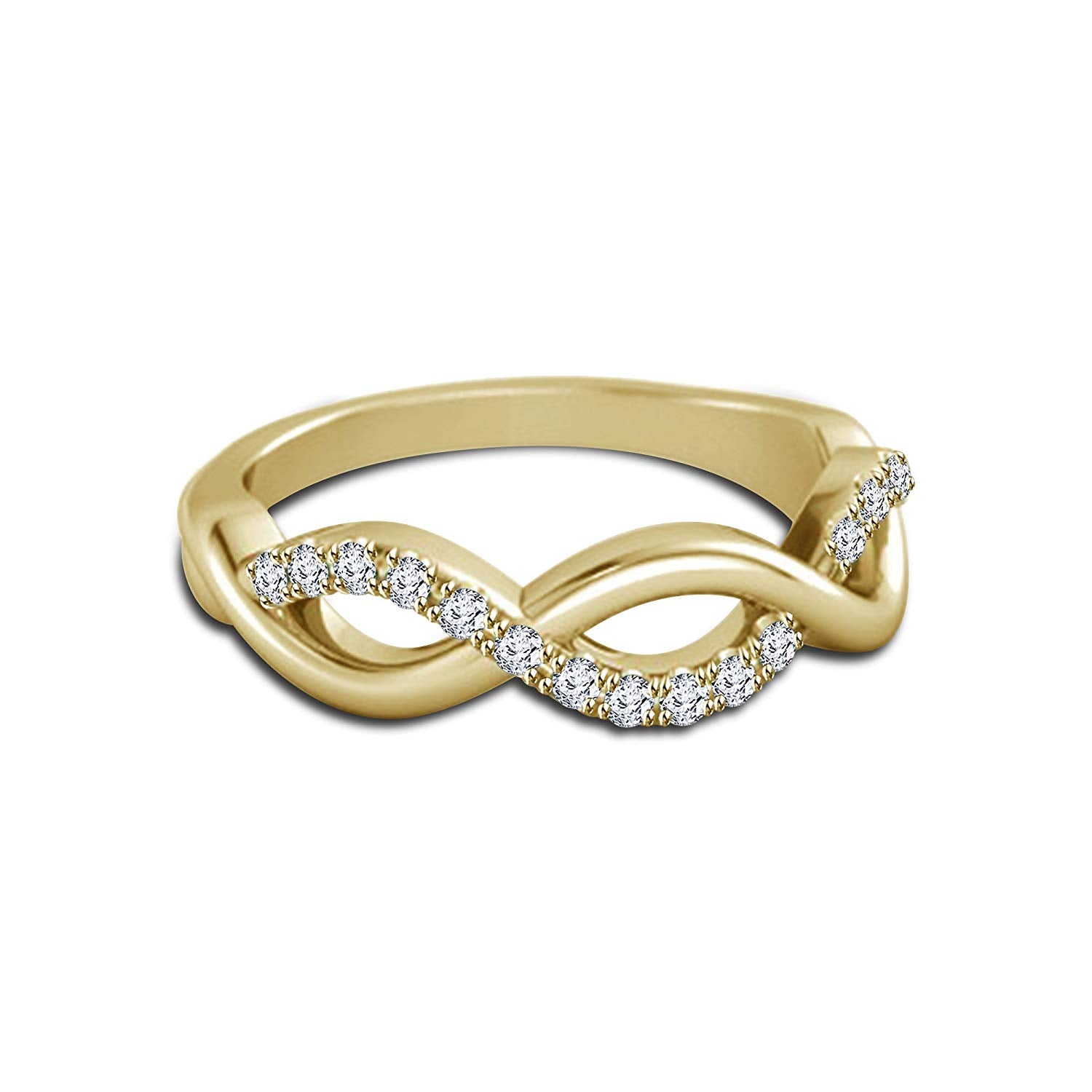 atjewels 18K Yellow Gold Over .925 Sterling Silver White Cubic Zircon Twisted Ring For Women MOTHER'S DAY SPECIAL OFFER - atjewels.in