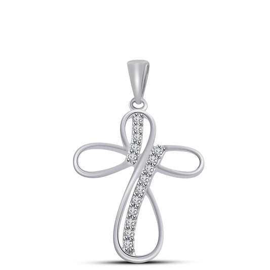 atjewels 18K White Gold Over 925 Sterling White CZ Cross Pendant MOTHER'S DAY SPECIAL OFFER - atjewels.in