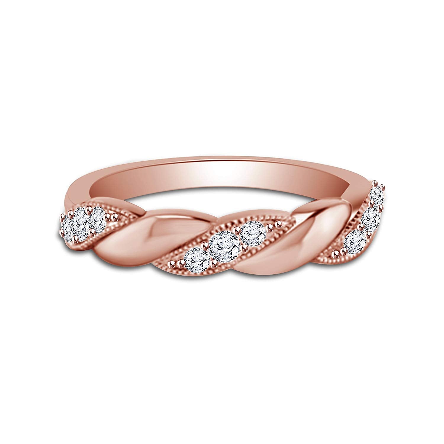 atjewels Round White Zirconia in14K Rose Gold Over 925 Silver Sterling Engagement Ring MOTHER'S DAY SPECIAL OFFER - atjewels.in