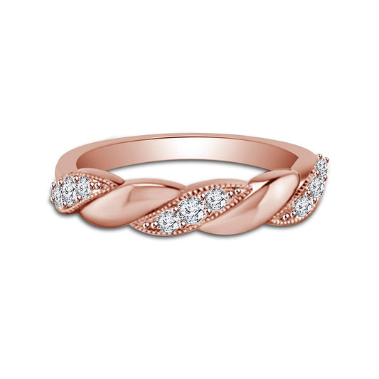 atjewels Round White Zirconia in14K Rose Gold Over 925 Silver Sterling Engagement Ring MOTHER'S DAY SPECIAL OFFER - atjewels.in