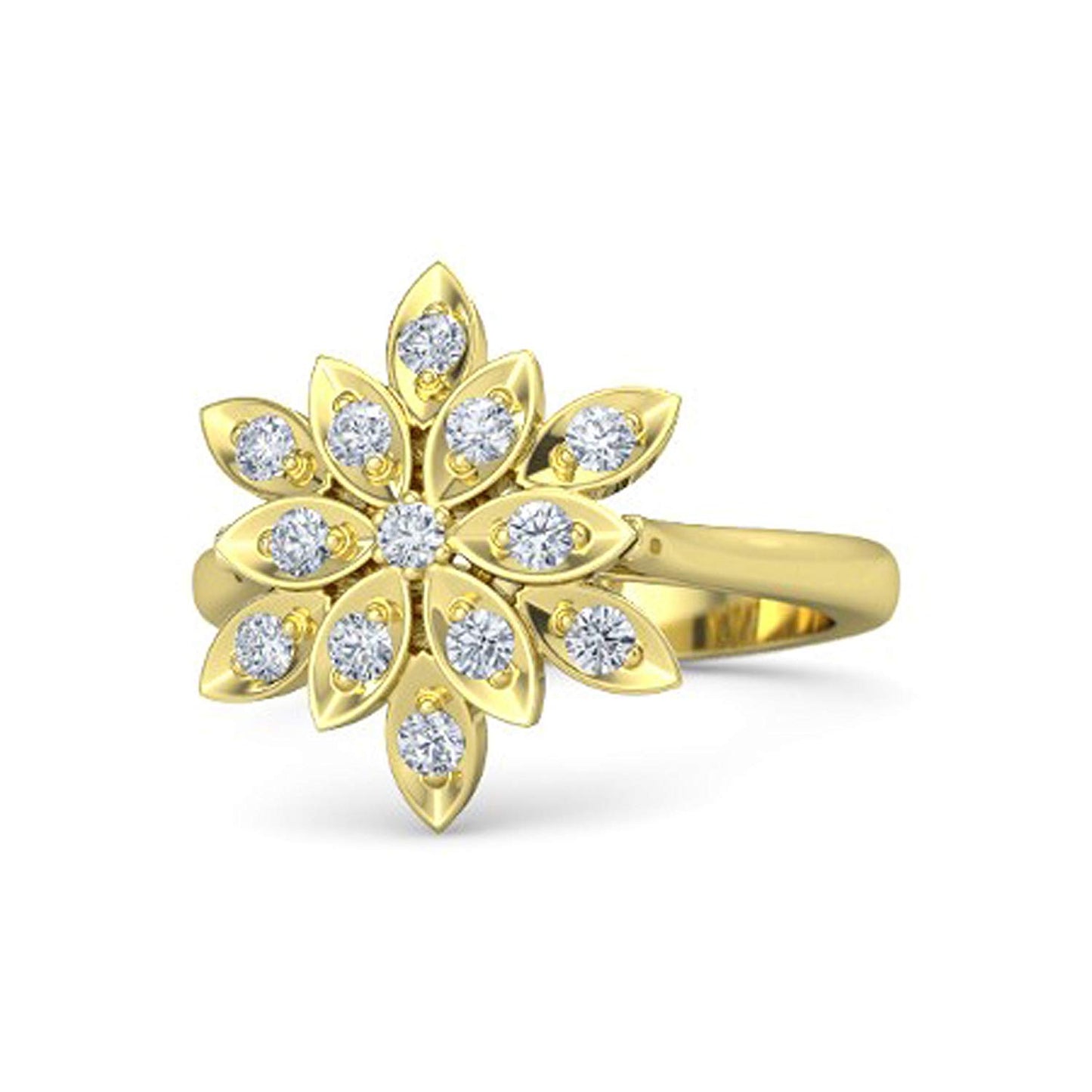 atjewels Yellow Gold Over .925 Sterling Silver Round Cut White CZ Flower Ring MOTHER'S DAY SPECIAL OFFER - atjewels.in