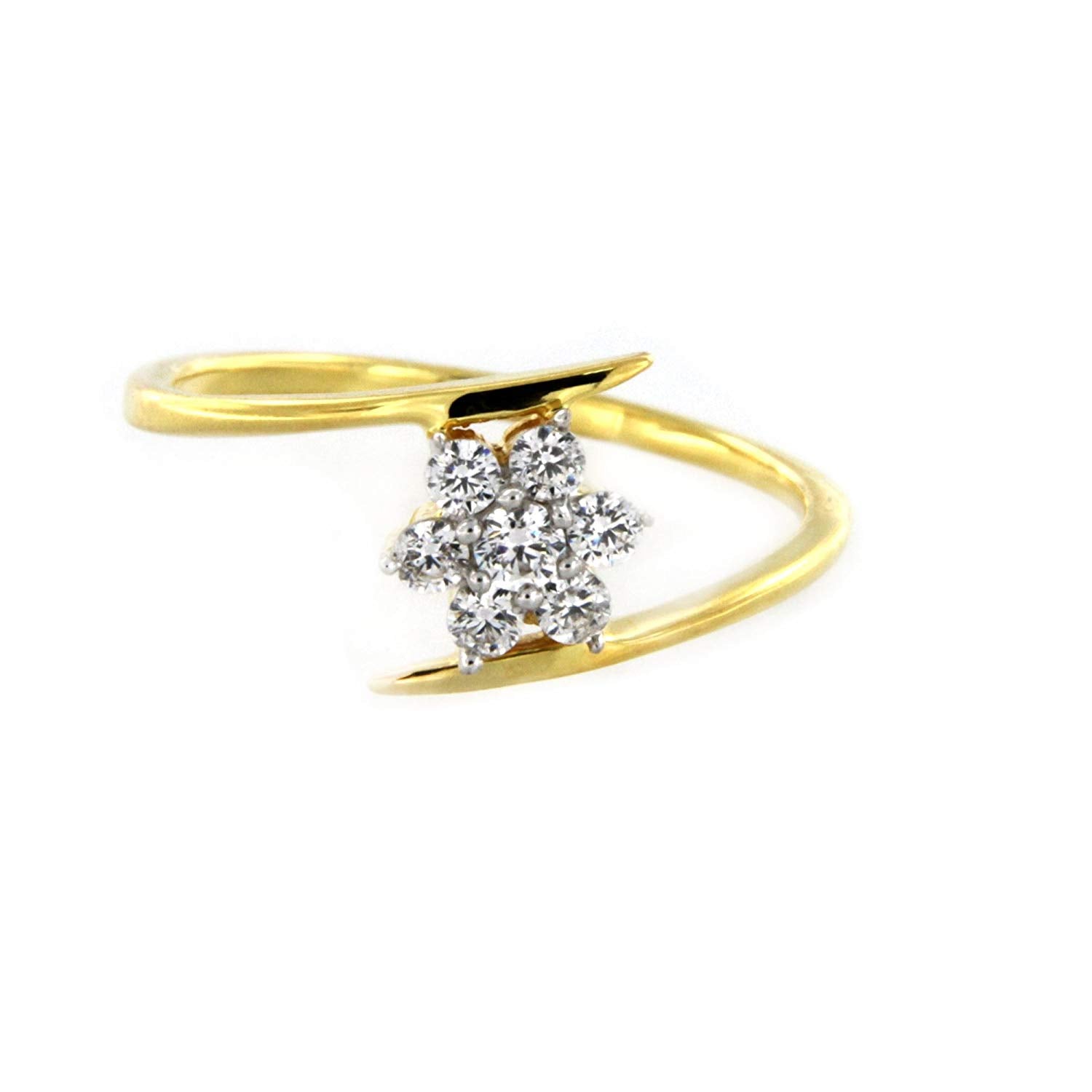 atjewels 18K Yellow Gold Over .925 Sterling White Cubic Zirconia Bypass Flower Ring MOTHER'S DAY SPECIAL OFFER - atjewels.in