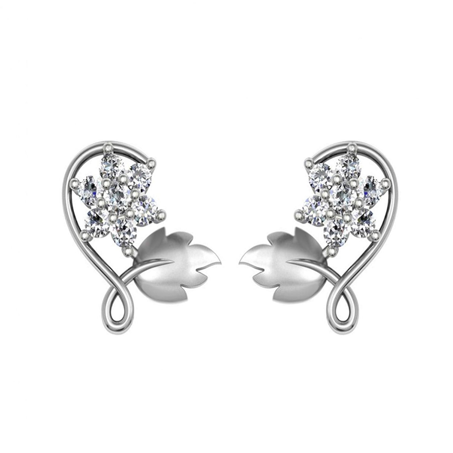 atjewels 18K Yellow Gold Over Sterling Round White CZ New Stylish Stud Earrings MOTHER'S DAY SPECIAL OFFER - atjewels.in