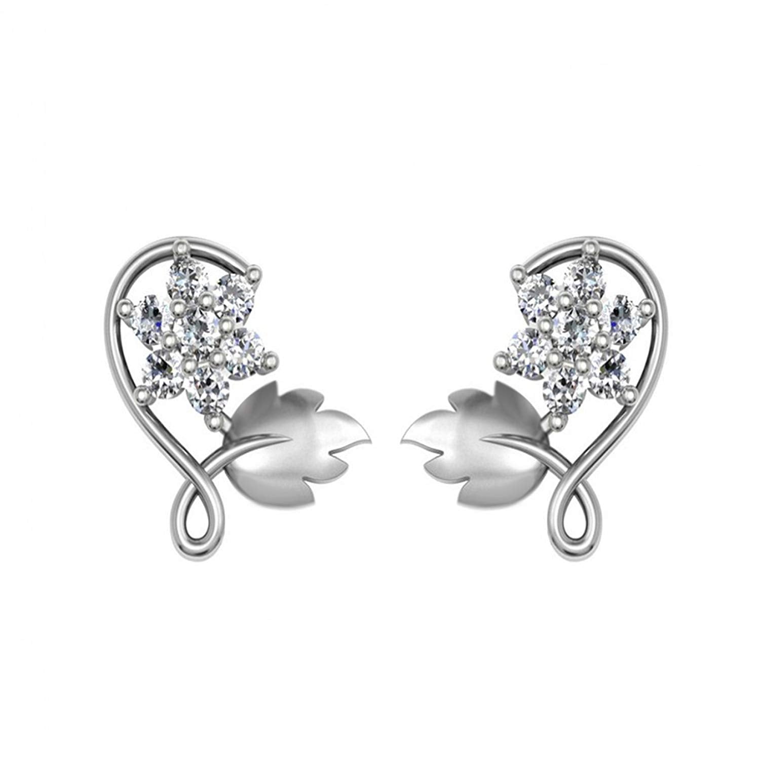 atjewels 18K Yellow Gold Over Sterling Round White CZ New Stylish Stud Earrings MOTHER'S DAY SPECIAL OFFER - atjewels.in