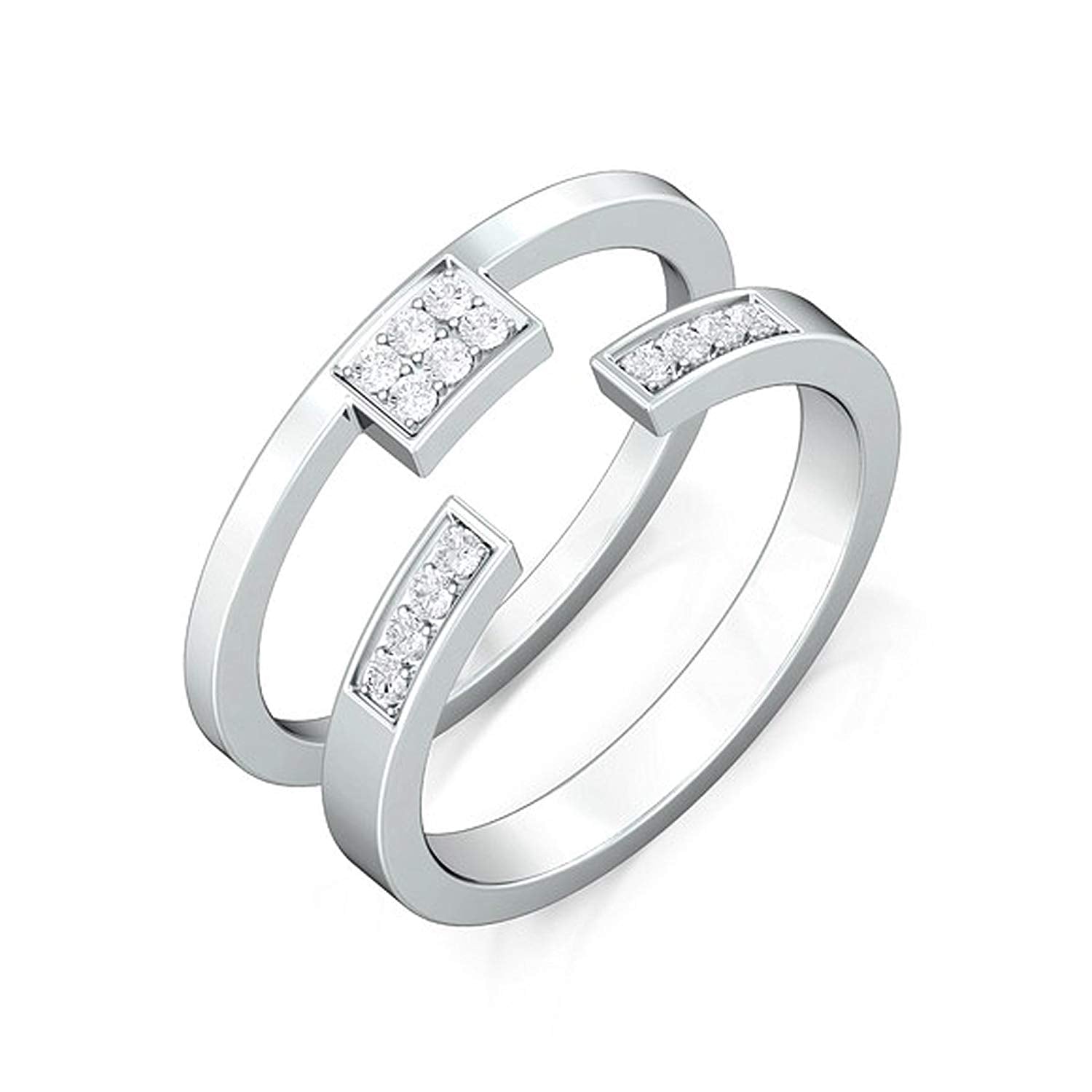 atjewels 14K White Gold Over 925 Sterling Silver with White Round Zirconia Bridal Ring Set MOTHER'S DAY SPECIAL OFFER - atjewels.in