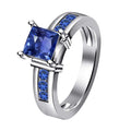 atjewels 14K White Gold Over .925 Sterling Silver with Princess Blue Sapphire Engagement Ring Size US 7 MOTHER'S DAY SPECIAL OFFER - atjewels.in