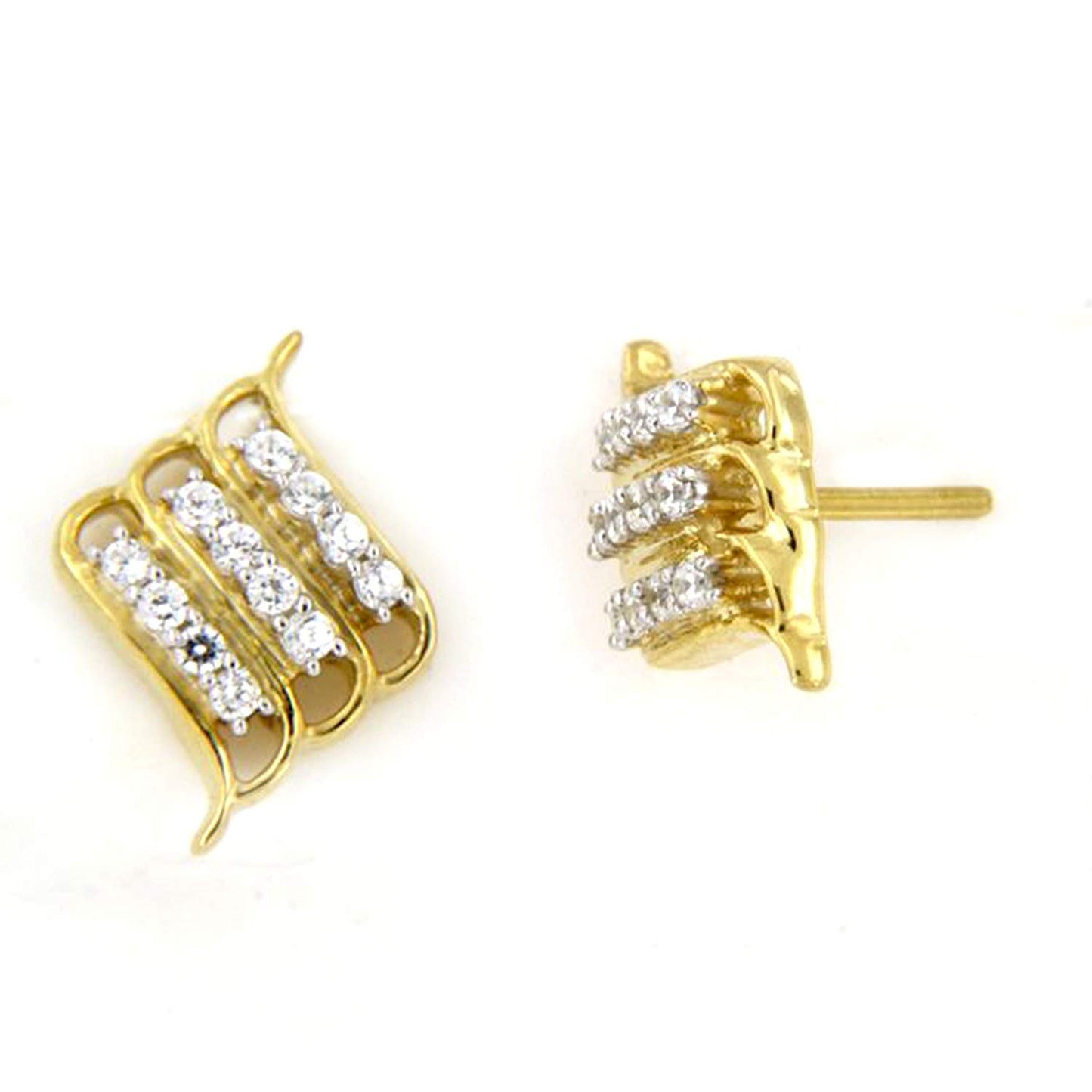 atjewels Women's White CZ Engagement Stud Earrings in 18k Yellow Gold Over 925 Sterling Silver MOTHER'S DAY SPECIAL OFFER - atjewels.in