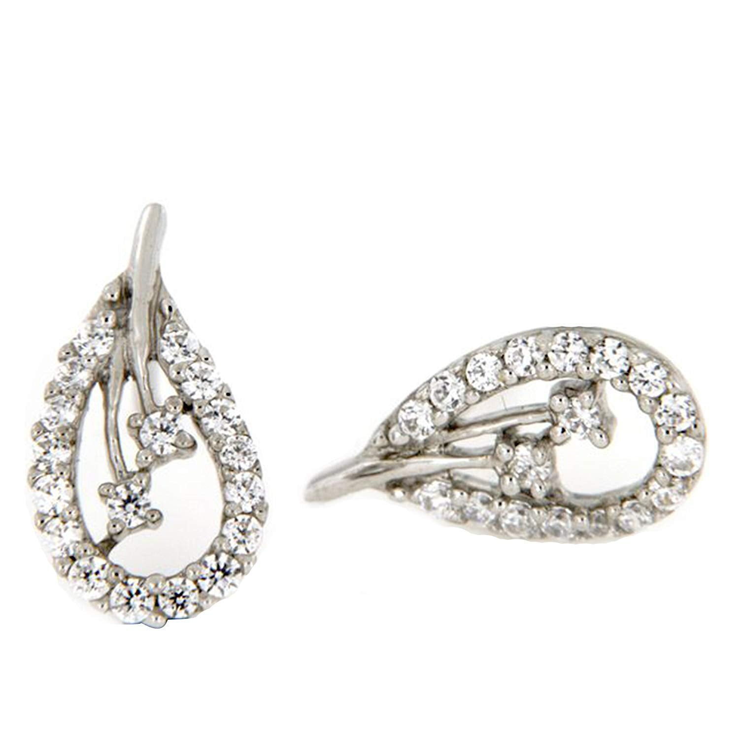 atjewels 18K White Gold Over 925 Sterling White CZ Post & Butterfly Engagement Stud Earrings MOTHER'S DAY SPECIAL OFFER - atjewels.in
