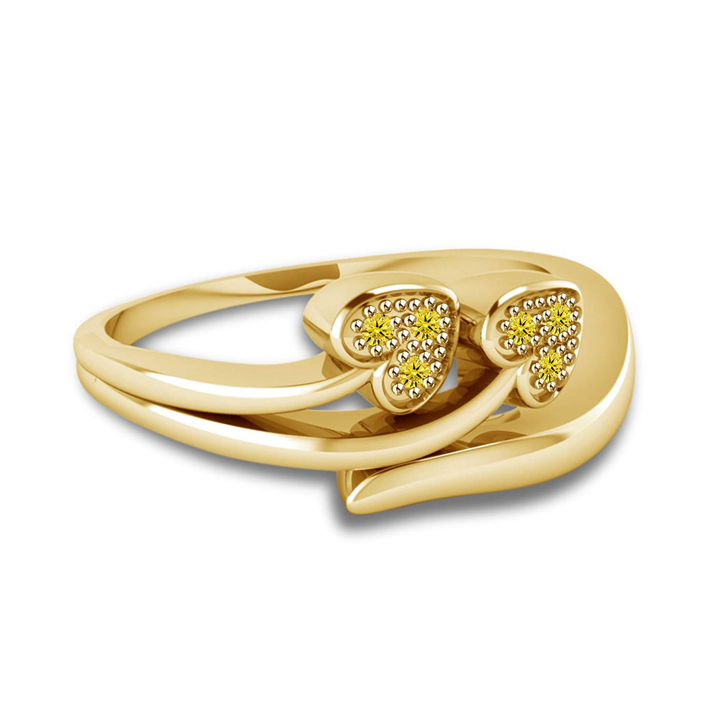 atjewels 18K Yellow Gold On .925 Sterling Silver Yellow Sapphire Bypass Ring for Women's MOTHER'S DAY SPECIAL OFFER - atjewels.in