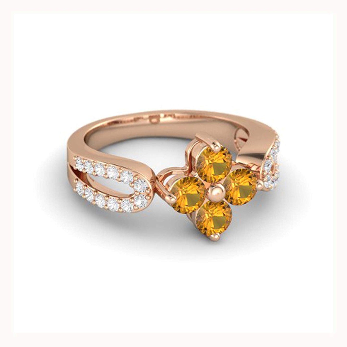 atjewels Round Cut Gemstone & White CZ .925 Sterling Silver Engagement Flower Ring For Girl's and Women's For Diwali Special - atjewels.in