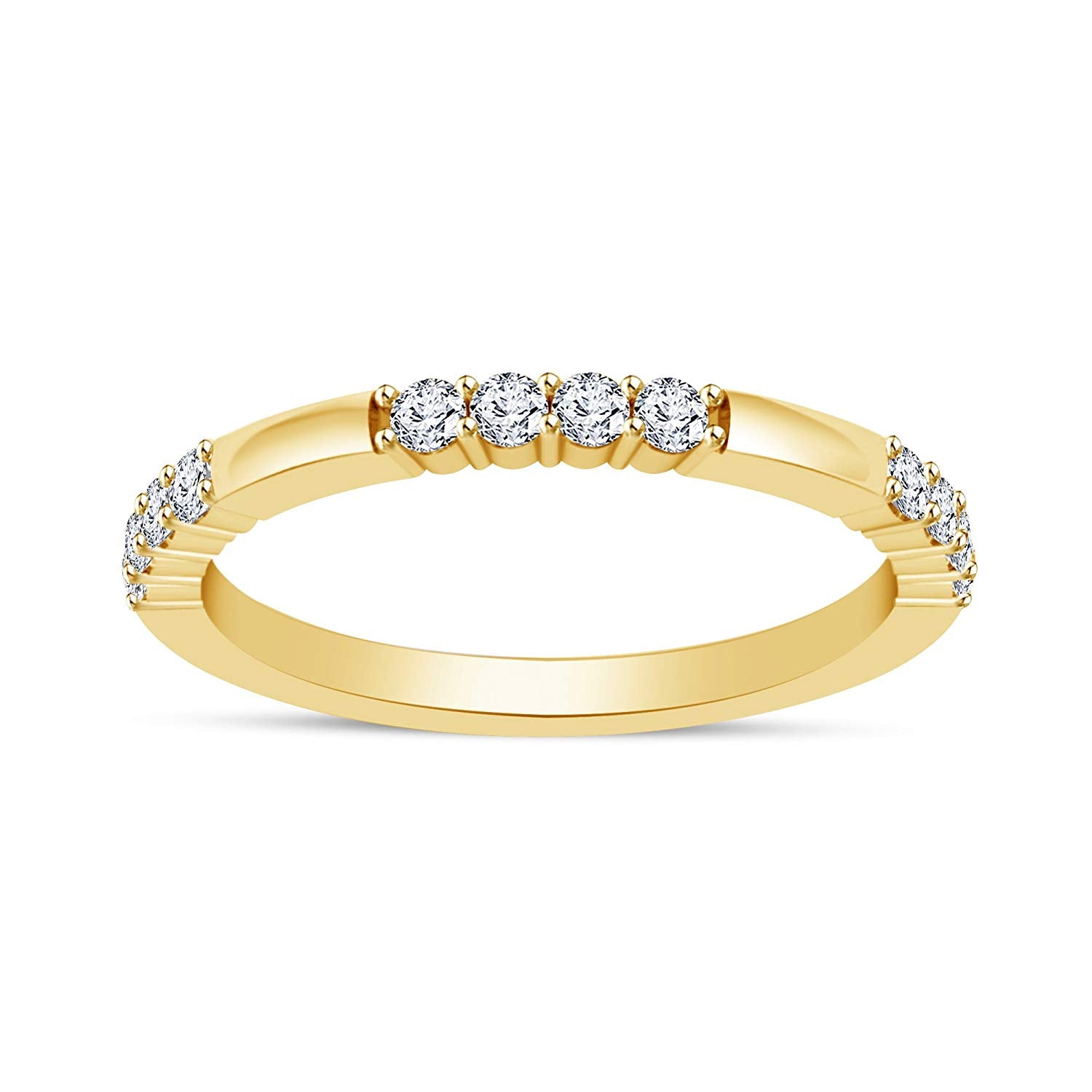 atjewels 18K Yellow Gold Over 925 Sterling Silver Round White CZ Engagement Band Ring MOTHER'S DAY SPECIAL OFFER - atjewels.in