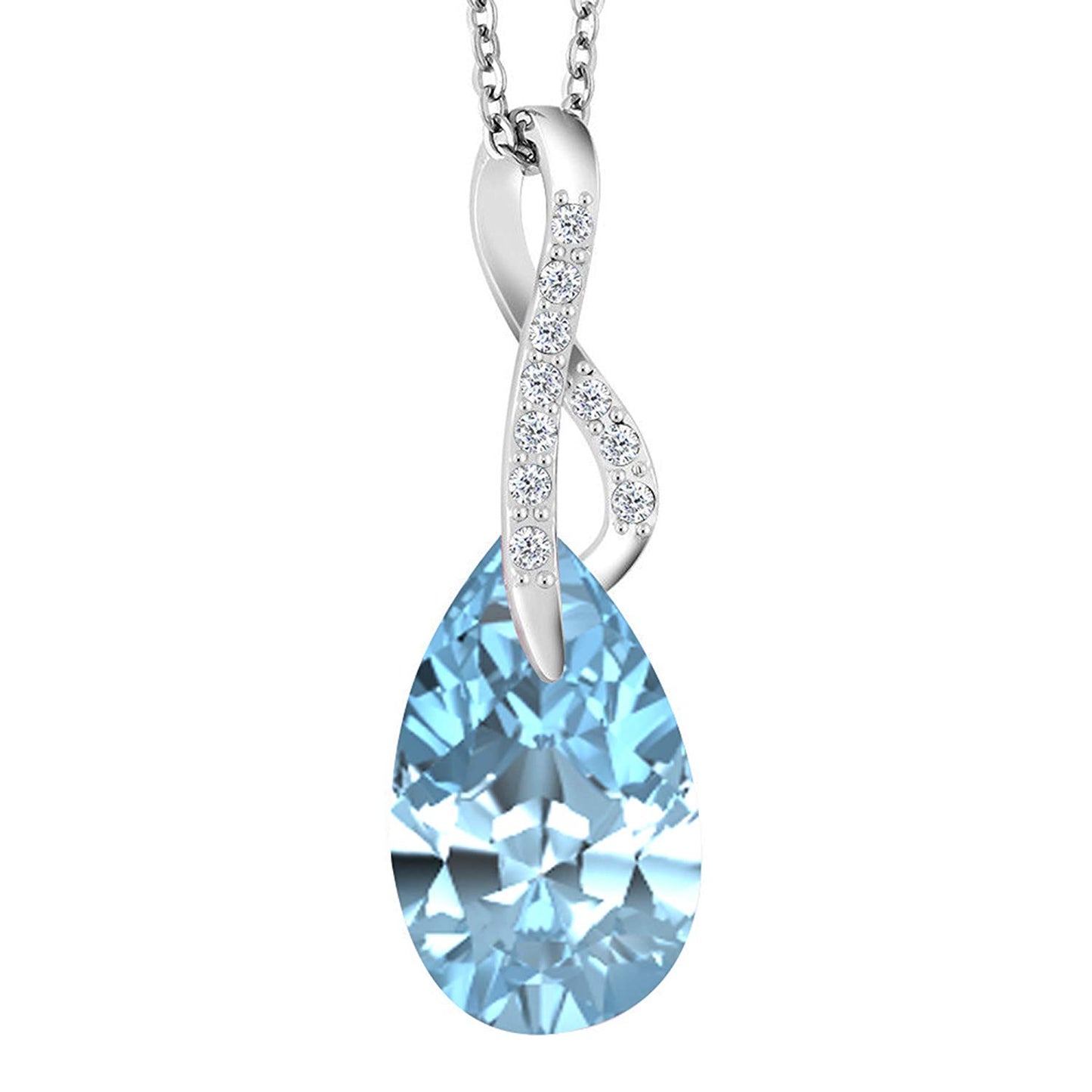 atjewels Pear & Round Cut Selectable Gemstone & White CZ .925 Sterling Silver Infinity Pendant For Girl's & Women's For Christmas Special - atjewels.in
