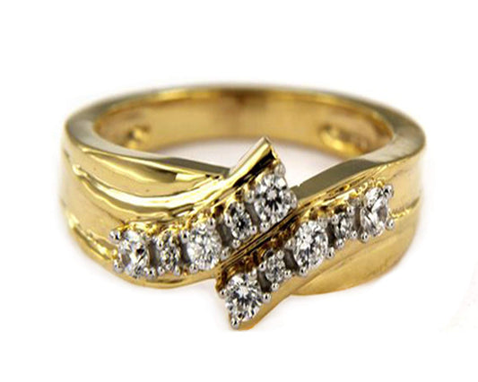 atjewels 14K Yellow Gold Over 925 Silver 0.57 TCW with Round White CZ Wedding Bypass Ring MOTHER'S DAY SPECIAL OFFER - atjewels.in