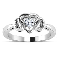 atjewels 18K White Gold Over Sterling Silver Solitaire Heart Shape Ring For Women's MOTHER'S DAY SPECIAL OFFER - atjewels.in