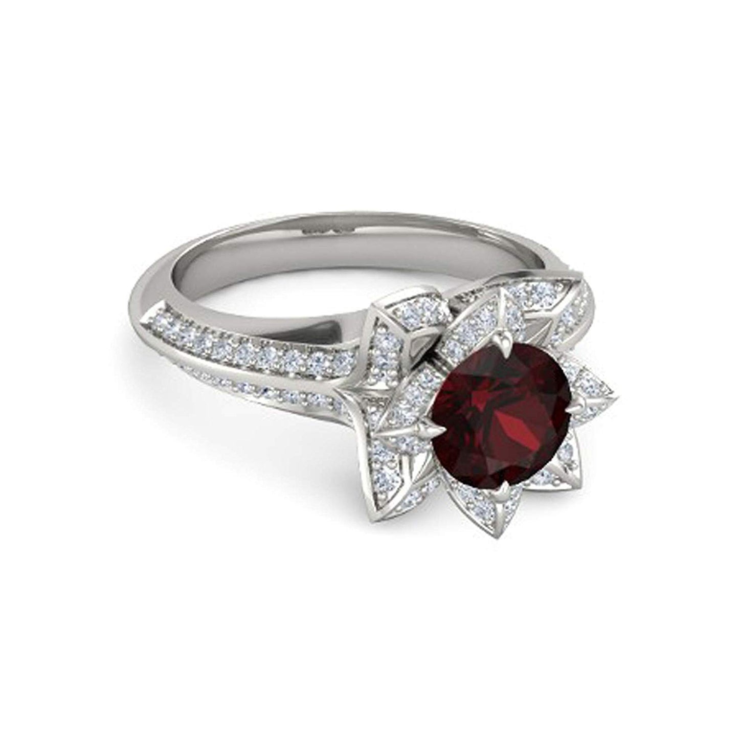 atjewels 925 Sterling Silver Round Cut Multi-Color Gemstone With White Czubic Zircon Lotus Ring For Women's MOTHER'S DAY SPECIAL OFFER - atjewels.in