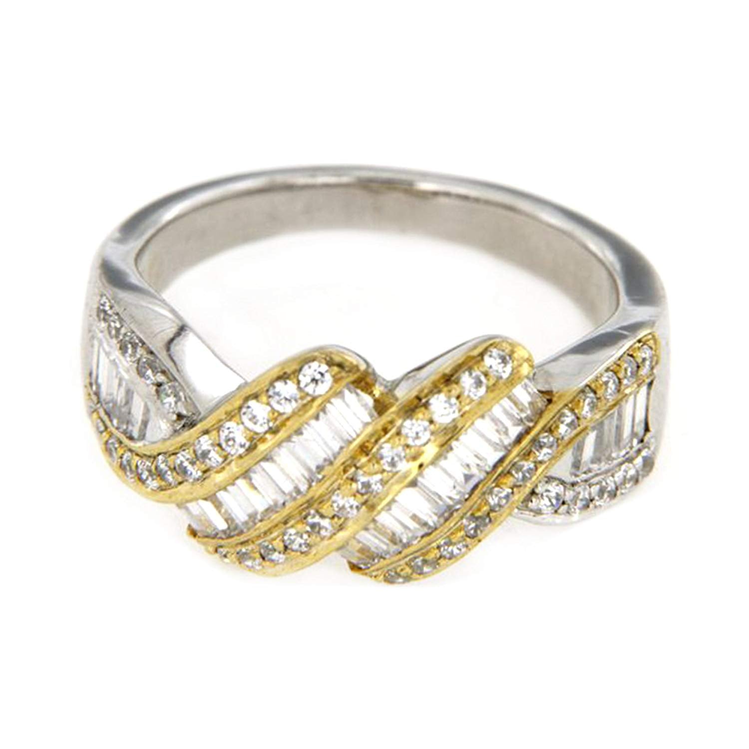 atjewels 18K Yellow and White Gold Over .925 Silver White CZ Engagement Ring For Women's MOTHER'S DAY SPECIAL OFFER - atjewels.in