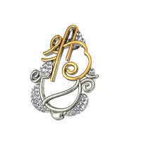 atjewels 18K Yellow & White Gold Plated on Silver Round CZ Shree Ganesh Pendant For Men's & Women's MOTHER'S DAY SPECIAL OFFER - atjewels.in