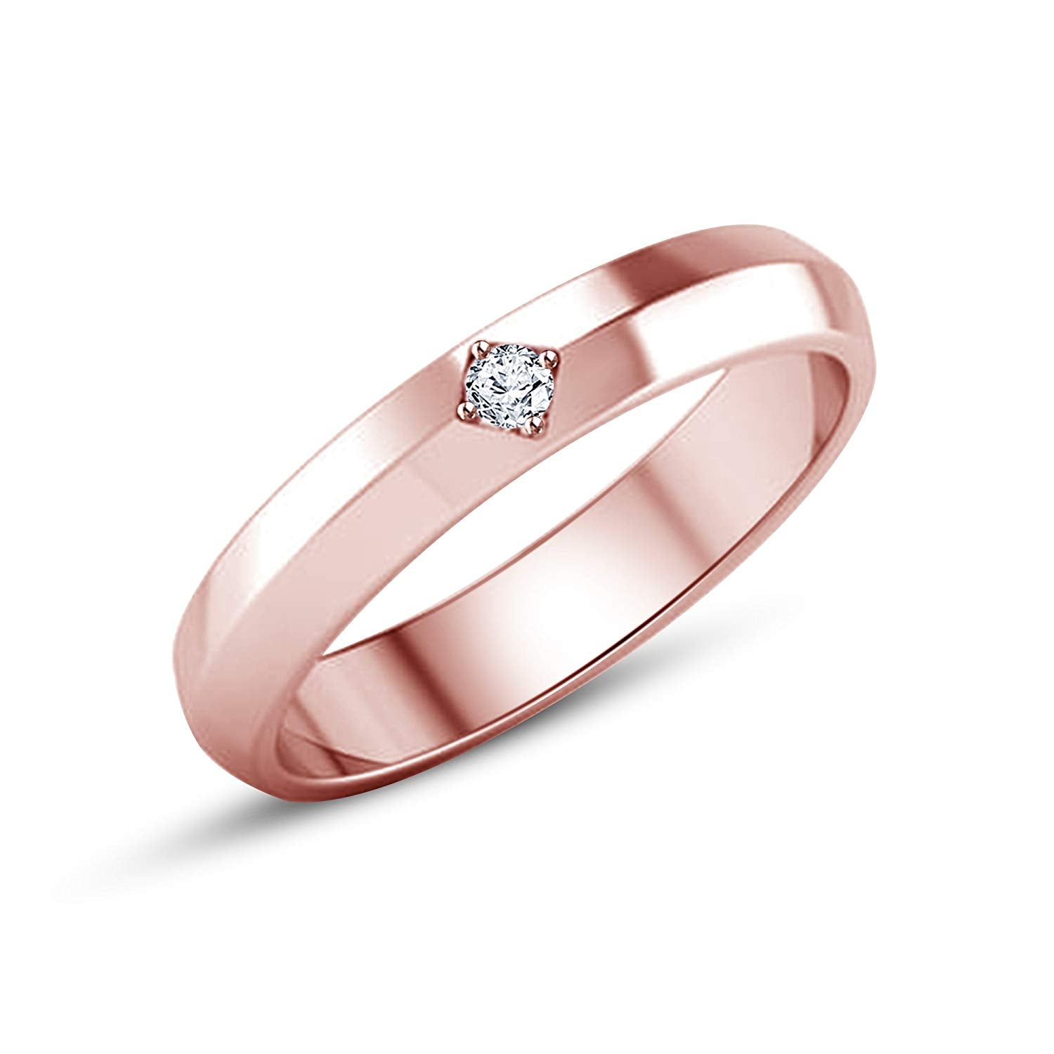 atjewels 14K Rose Gold Over 925 Silver Sterling Round White CZ Solitaire Engagement Ring - atjewels.in