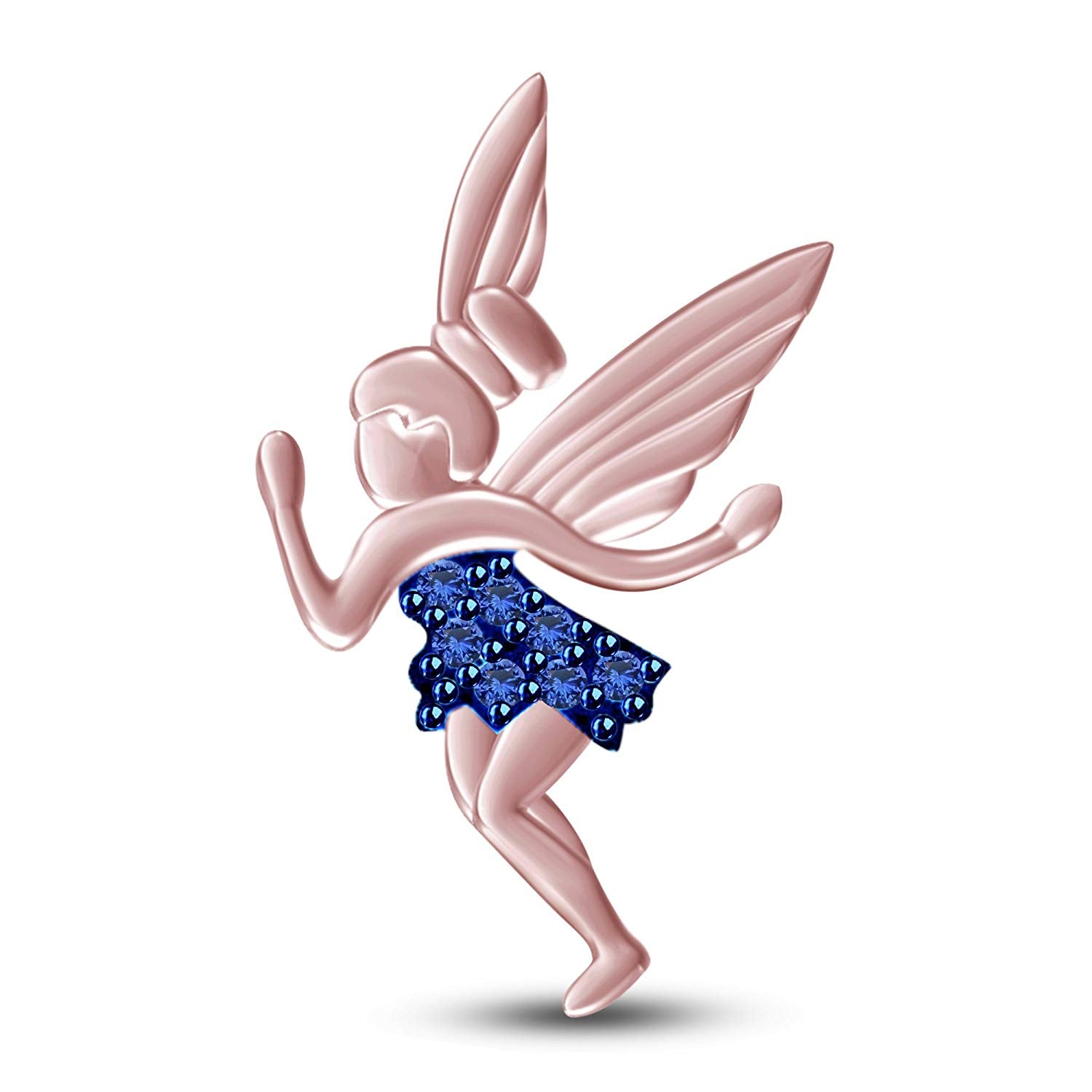 atjewels Fashionable Rose Over .925 Silver Angel Wing Girl Pendant W/ Blue Sapphire For Women's MOTHER'S DAY SPECIAL OFFER - atjewels.in