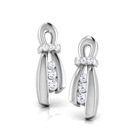 atjewels Round White CZ 925 Sterling Silver Ribbon Knot Stud Earrings For Women's MOTHER'S DAY SPECIAL OFFER - atjewels.in