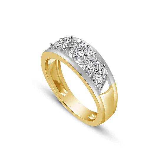 atjewels 14K Twotone Gold Over 925 Sterling Silver Round Cubic Zirconia Wedding Band Ring For Women's MOTHER'S DAY SPECIAL OFFER - atjewels.in