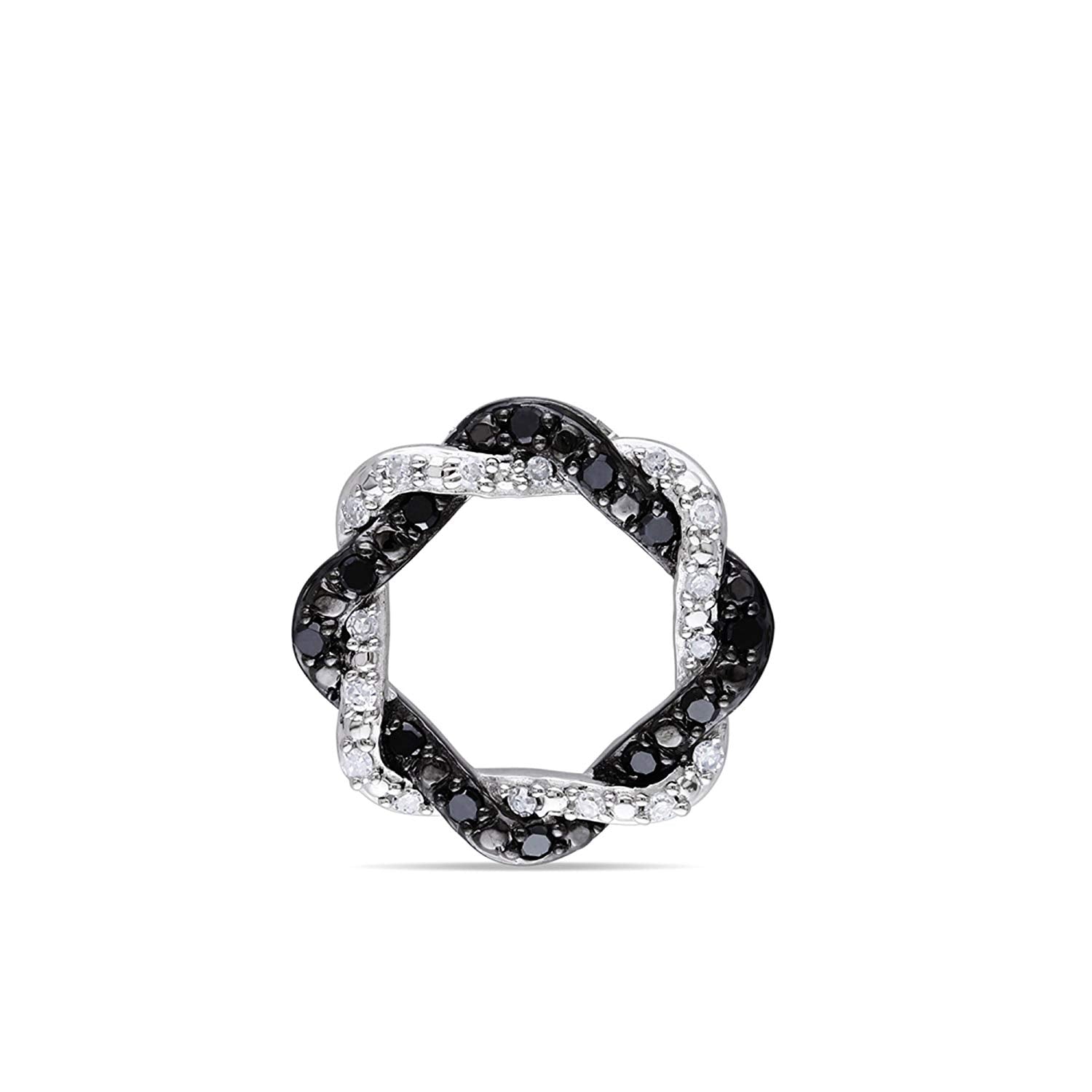 atjewels 14k Twotone Gold Over 925 Sterling Silver Round Black and White Zirconia Square Square Pendant For Women's MOTHER'S DAY SPECIAL OFFER - atjewels.in
