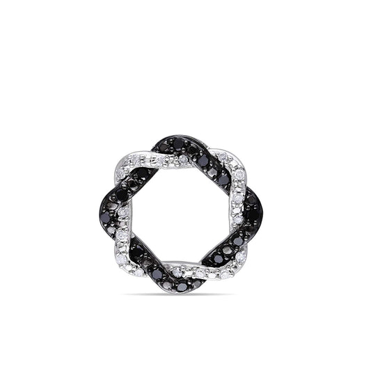 atjewels 14k Twotone Gold Over 925 Sterling Silver Round Black and White Zirconia Square Square Pendant For Women's MOTHER'S DAY SPECIAL OFFER - atjewels.in