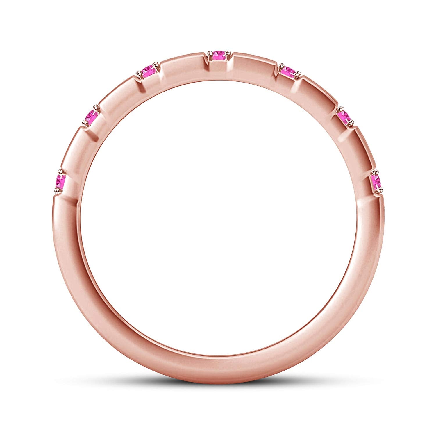 atjewels 14K Rose Gold Over 925 Sterling Silver Round Pink Sapphire Wedding Band Ring For Men's MOTHER'S DAY SPECIAL OFFER - atjewels.in