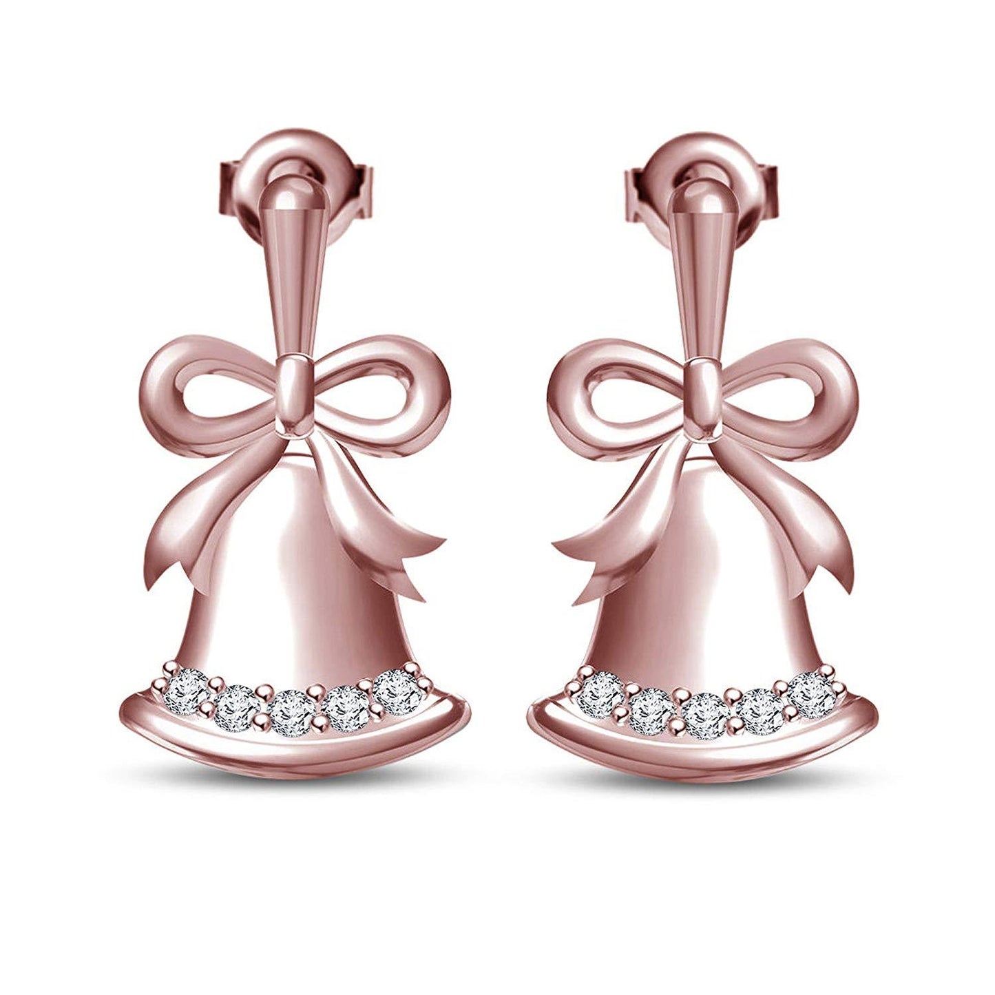 atjewels Women's 14K Rose Gold Plated .925 Silver Swarovski CZ B and Bow Knot Screw Back Stud Earrings MOTHER'S DAY SPECIAL OFFER - atjewels.in
