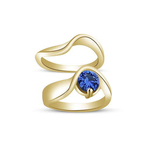 atjewels 14K Yellow Gold Over Sterling Round Blue Sapphire Bridal Set Ring for Women's MOTHER'S DAY SPECIAL OFFER - atjewels.in