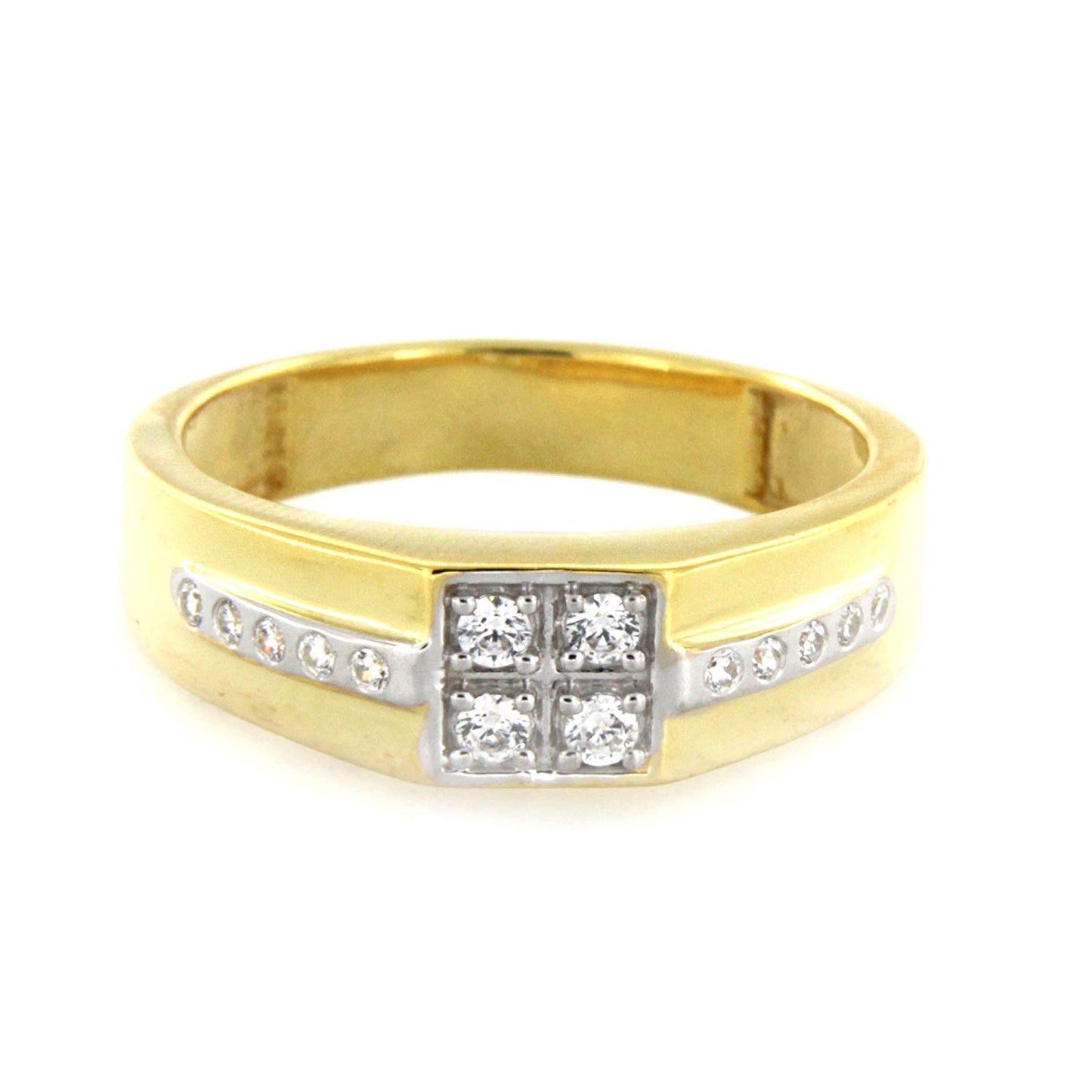 atjewels 18K Yellow Gold Over .925 Sterling Round White CZ Wedding Band Ring MOTHER'S DAY SPECIAL OFFER - atjewels.in