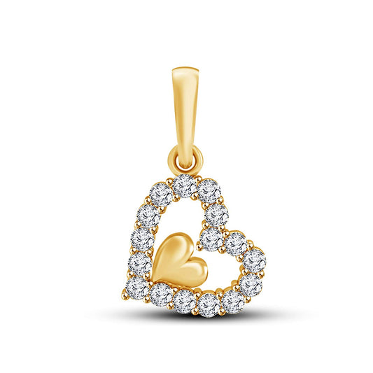 atjewels 18K Yellow Gold on 925 Silver White Cubic Zirconia Heart Pendant MOTHER'S DAY SPECIAL OFFER - atjewels.in