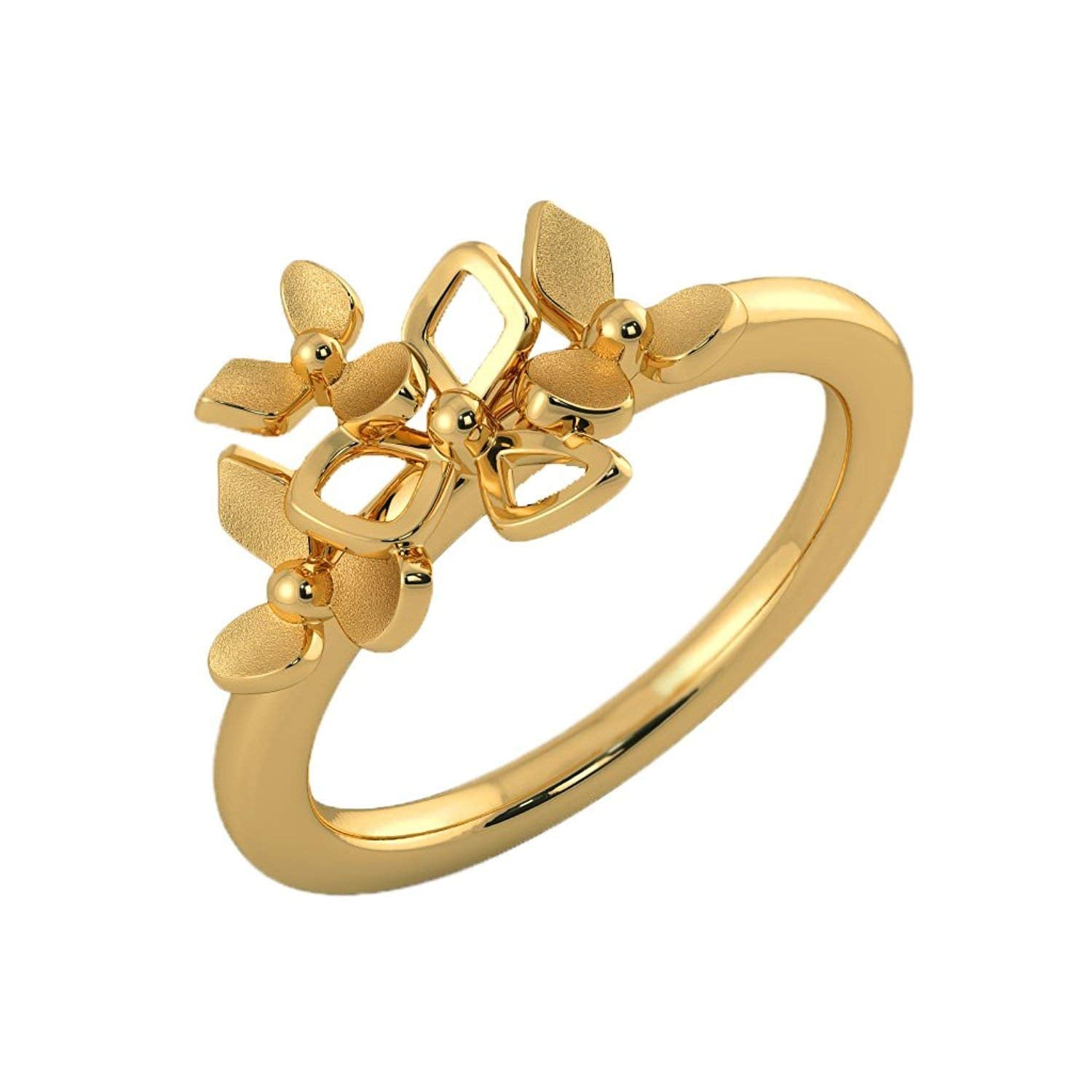 atjewels 14k Yellow Gold Over .925 Sterling Silver Flower Ring For Girl's and Women's For Navratri Special - atjewels.in