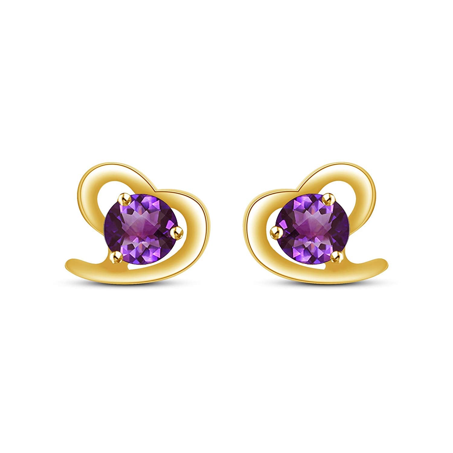 Round Amethyst 14K White Gold Over 925 Sterling Heart Shape Stud Earrings For Women's MOTHER'S DAY SPECIAL OFFER - atjewels.in